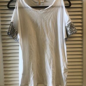 Michael Kors white glitter sleeves shirt MP